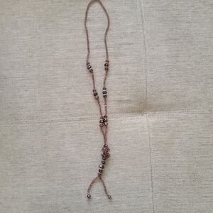 Swarvoski Beaded Purple and Gold Amethyst 55" Y Necklace